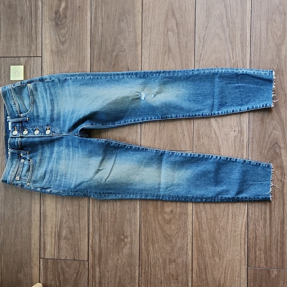 J. Crew 9" High Rise Toothpick Ankle Jean Hartley Distressed Raw Frayed Hem 28 - Picture 4 of 11